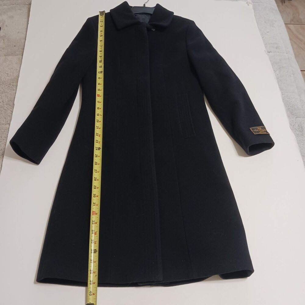 Brook Taverner Wool Cashmere Overcoat Black BURLINGTON Made In Italy Size 8 - Picture 13 of 14